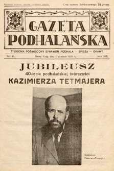 Gazeta Podhalańska : tygodnik poświęcony sprawom Podhala, Spisza, Orawy. 1931, nr 49
