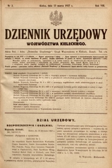 Dziennik Urzędowy Województwa Kieleckiego. 1927, nr 3