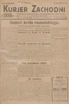 Kurjer Zachodni Iskra : dziennik polityczny, gospodarczy i literacki. R.18, 1927, nr 198