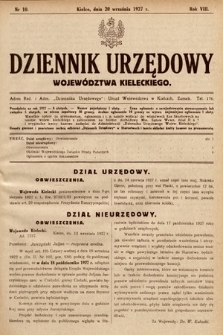 Dziennik Urzędowy Województwa Kieleckiego. 1927, nr 10