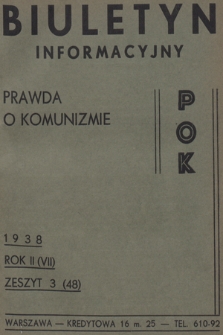 Biuletyn Informacyjny : prawda o komunizmie POK. R.2, 1938, Zeszyt 3