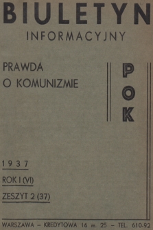 Biuletyn Informacyjny : prawda o komunizmie POK. R.1, 1937, Zeszyt 2