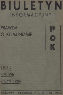 Biuletyn Informacyjny : prawda o komunizmie POK. R.1, 1937, Zeszyt 3