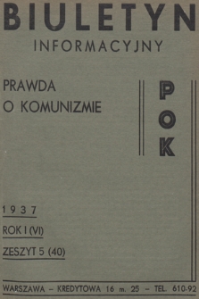 Biuletyn Informacyjny : prawda o komunizmie POK. R.1, 1937, Zeszyt 5