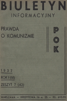 Biuletyn Informacyjny : prawda o komunizmie POK. R.1, 1937, Zeszyt 7