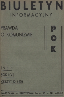 Biuletyn Informacyjny : prawda o komunizmie POK. R.1, 1937, Zeszyt 10