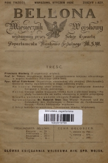 Bellona : miesięcznik wojskowy wydawany przez Sekcję Czwartą Departamentu Naukowo-Szkolnego M. S. W. R.3, 1920, Zeszyt 1
