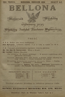 Bellona : miesięcznik wojskowy wydawany przez Wojskowy Instytut Naukowo Wydawniczy. R.3, 1920, Zeszyt 9