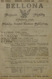 Bellona : miesięcznik wojskowy wydawany przez Sekcję Czwartą Departamentu Naukowo-Szkolnego M. S. W. R.3, 1920, Zeszyt 11