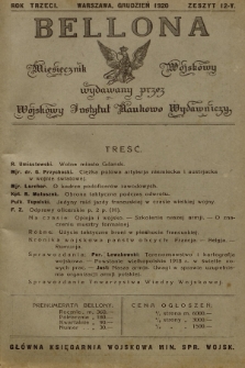 Bellona : miesięcznik wojskowy wydawany przez Sekcję Czwartą Departamentu Naukowo-Szkolnego M. S. W. R.3, 1920, Zeszyt 12