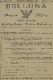 Bellona : miesięcznik wojskowy wydawany przez Wojskowy Instytut Naukowo Wydawniczy. R.4, 1921, Zeszyt 6