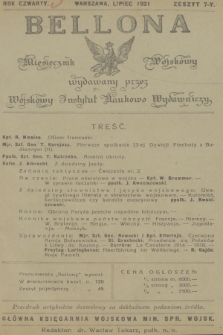 Bellona : miesięcznik wojskowy wydawany przez Wojskowy Instytut Naukowo Wydawniczy. R.4, 1921, Zeszyt 7