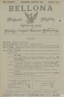 Bellona : miesięcznik wojskowy wydawany przez Wojskowy Instytut Naukowo Wydawniczy. R.4, 1921, Zeszyt 8