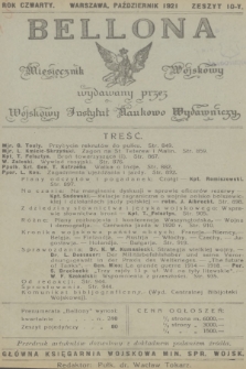 Bellona : miesięcznik wojskowy wydawany przez Wojskowy Instytut Naukowo Wydawniczy. R.4, 1921, Zeszyt 10