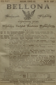 Bellona : miesięcznik wojskowy wydawany przez Wojskowy Instytut Naukowo Wydawniczy. R.5, T.7, 1922, Zeszyt 2