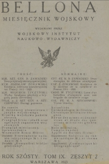 Bellona : miesięcznik wojskowy wydawany przez Wojskowy Instytut Naukowo-Wydawniczy. R.6, T.9, 1923, Zeszyt 2