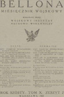 Bellona : miesięcznik wojskowy wydawany przez Wojskowy Instytut Naukowo-Wydawniczy. R.6, T.10, 1923, Zeszyt 2