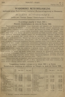 Wiadomości Meteorologiczne = Bulletin Mètèorologique. 1922, nr 3