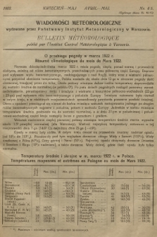 Wiadomości Meteorologiczne = Bulletin Mètèorologique. 1922, nr 4-5