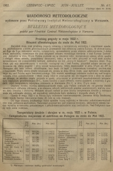 Wiadomości Meteorologiczne = Bulletin Mètèorologique. 1922, nr 6-7
