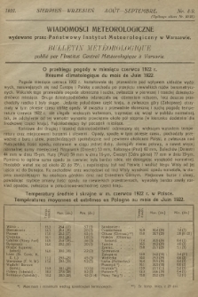 Wiadomości Meteorologiczne = Bulletin Mètèorologique. 1922, nr 8-9