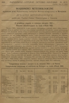 Wiadomości Meteorologiczne = Bulletin Mètèorologique. 1922, nr 10-11