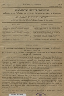 Wiadomości Meteorologiczne = Bulletin Mètèorologique. 1923, nr 1