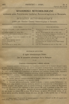 Wiadomości Meteorologiczne = Bulletin Mètèorologique. 1923, nr 4
