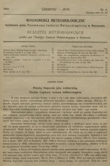 Wiadomości Meteorologiczne = Bulletin Mètèorologique. 1923, nr 6
