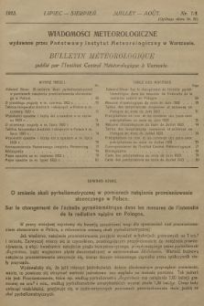 Wiadomości Meteorologiczne = Bulletin Mètèorologique. 1923, nr 7-8