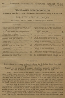 Wiadomości Meteorologiczne = Bulletin Mètèorologique. 1923, nr 9-10