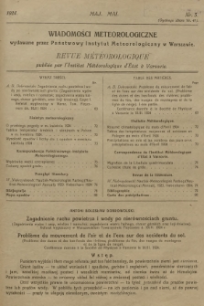 Wiadomości Meteorologiczne = Bulletin Mètèorologique. 1924, nr 5 + dod.