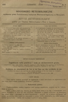 Wiadomości Meteorologiczne = Bulletin Mètèorologique. 1924, nr 6