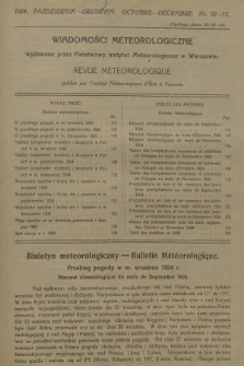 Wiadomości Meteorologiczne = Bulletin Mètèorologique. 1924, nr 10