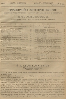 Wiadomości Meteorologiczne = Bulletin Mètèorologique. 1925, nr 7-9