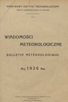 Wiadomości Meteorologiczne = Bulletin Mètèorologique. 1926, nr 5