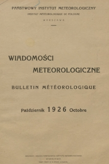 Wiadomości Meteorologiczne = Bulletin Mètèorologique. 1926, nr 10