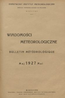 Wiadomości Meteorologiczne = Bulletin Mètèorologique. 1927, nr 5