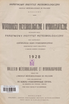Wiadomości Meteorologiczne i Hydrograficzne = Bulletin Météorologique et Hydrographique. 1928, Spis rzeczy