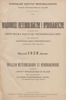 Wiadomości Meteorologiczne i Hydrograficzne = Bulletin Météorologique et Hydrographique. 1928, nr 1 + wkładka