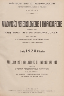 Wiadomości Meteorologiczne i Hydrograficzne = Bulletin Météorologique et Hydrographique. 1928, nr 2 + wkładka