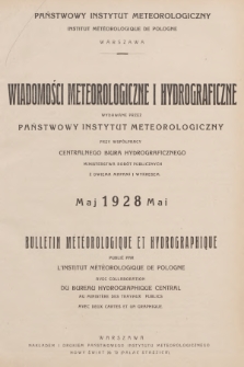 Wiadomości Meteorologiczne i Hydrograficzne = Bulletin Météorologique et Hydrographique. 1928, nr 5 + wkładka