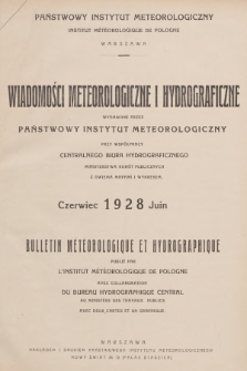 Wiadomości Meteorologiczne i Hydrograficzne = Bulletin Météorologique et Hydrographique. 1928, nr 6 + wkładka