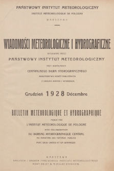 Wiadomości Meteorologiczne i Hydrograficzne = Bulletin Météorologique et Hydrographique. 1928, nr 12 + wkładka