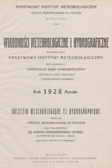 Wiadomości Meteorologiczne i Hydrograficzne = Bulletin Météorologique et Hydrographique. 1928, nr 13 + wkładka
