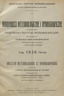 Wiadomości Meteorologiczne i Hydrograficzne = Bulletin Météorologique et Hydrographique. 1930, nr 2 + wkładka