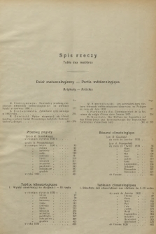 Wiadomości Meteorologiczne i Hydrograficzne = Bulletin Météorologique et Hydrographique. 1930, Spis rzeczy
