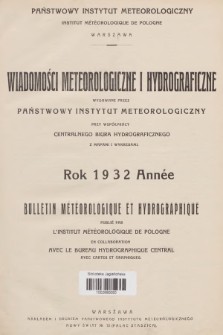 Wiadomości Meteorologiczne i Hydrograficzne = Bulletin Météorologique et Hydrographique. 1932, Spis rzeczy