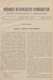 Wiadomości Meteorologiczne i Hydrograficzne = Bulletin Météorologique et Hydrographique. 1932, nr 1 + wkładka
