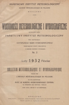 Wiadomości Meteorologiczne i Hydrograficzne = Bulletin Météorologique et Hydrographique. 1932, nr 2 + wkładka
